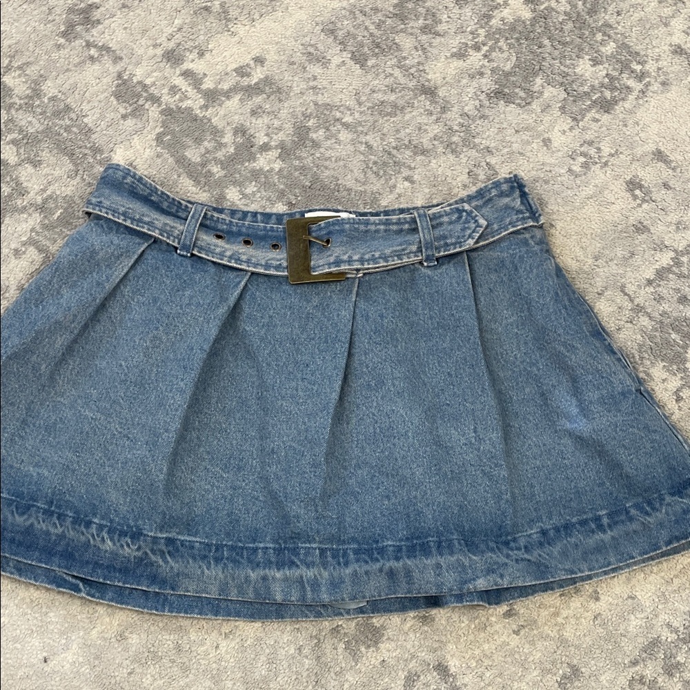 New Show Me Your Mumu Lohan Mini Skirt Skort Ozone Indigo Denim Sz L - Picture 7 of 16